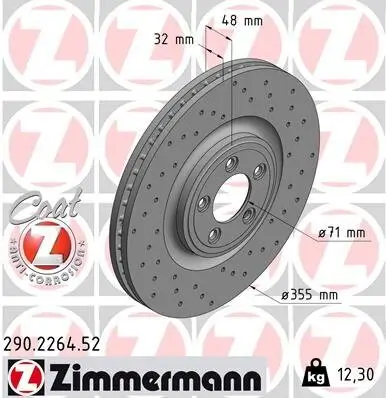Bremsscheibe Vorderachse ZIMMERMANN 290.2264.52 Bild Bremsscheibe Vorderachse ZIMMERMANN 290.2264.52