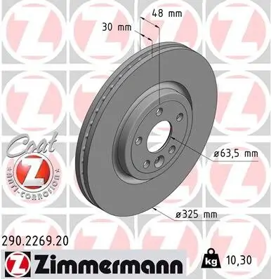 Bremsscheibe ZIMMERMANN 290.2269.20 Bild Bremsscheibe ZIMMERMANN 290.2269.20