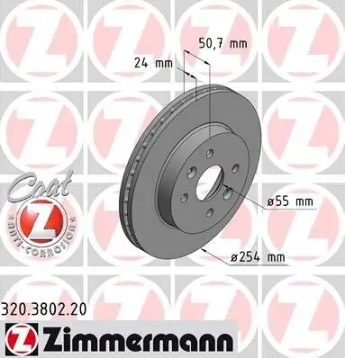 Bremsscheibe Vorderachse ZIMMERMANN 320.3802.20 Bild Bremsscheibe Vorderachse ZIMMERMANN 320.3802.20