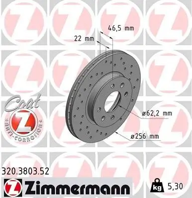 Bremsscheibe ZIMMERMANN 320.3803.52