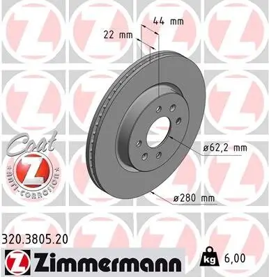 Bremsscheibe ZIMMERMANN 320.3805.20 Bild Bremsscheibe ZIMMERMANN 320.3805.20