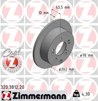 Bremsscheibe Hinterachse ZIMMERMANN 320.3812.20 Bild Bremsscheibe Hinterachse ZIMMERMANN 320.3812.20