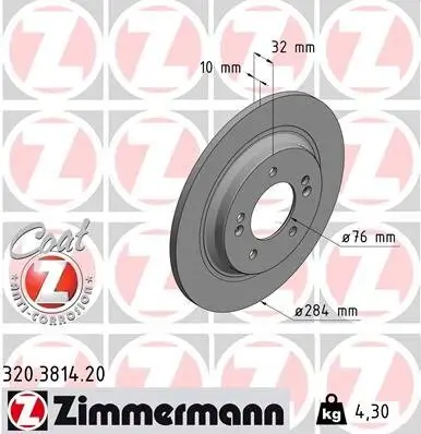 Bremsscheibe ZIMMERMANN 320.3814.20 Bild Bremsscheibe ZIMMERMANN 320.3814.20