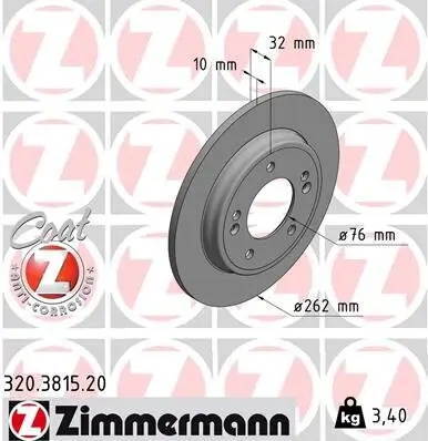 Bremsscheibe ZIMMERMANN 320.3815.20 Bild Bremsscheibe ZIMMERMANN 320.3815.20