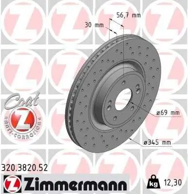 Bremsscheibe Vorderachse ZIMMERMANN 320.3820.52 Bild Bremsscheibe Vorderachse ZIMMERMANN 320.3820.52