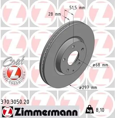 Bremsscheibe Vorderachse ZIMMERMANN 370.3050.20