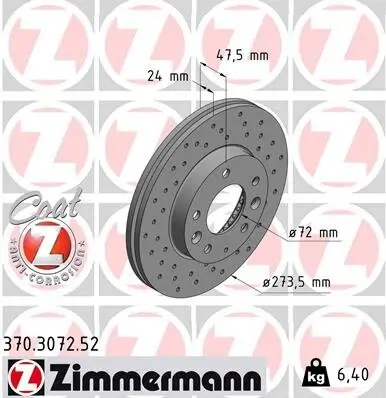 Bremsscheibe ZIMMERMANN 370.3072.52 Bild Bremsscheibe ZIMMERMANN 370.3072.52