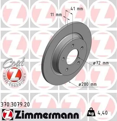 Bremsscheibe Hinterachse ZIMMERMANN 370.3079.20