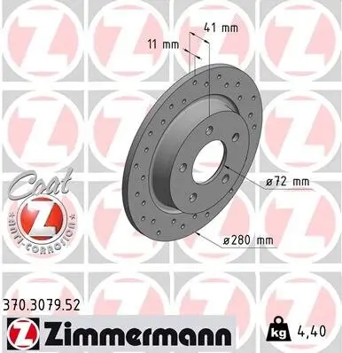 Bremsscheibe Hinterachse ZIMMERMANN 370.3079.52