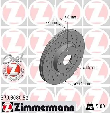 Bremsscheibe ZIMMERMANN 370.3080.52