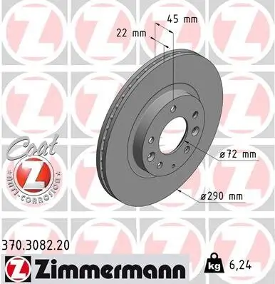 Bremsscheibe Vorderachse ZIMMERMANN 370.3082.20