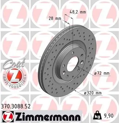 Bremsscheibe ZIMMERMANN 370.3088.52 Bild Bremsscheibe ZIMMERMANN 370.3088.52