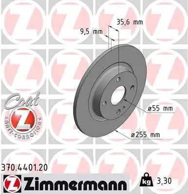 Bremsscheibe ZIMMERMANN 370.4401.20 Bild Bremsscheibe ZIMMERMANN 370.4401.20