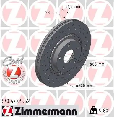 Bremsscheibe ZIMMERMANN 370.4405.52 Bild Bremsscheibe ZIMMERMANN 370.4405.52