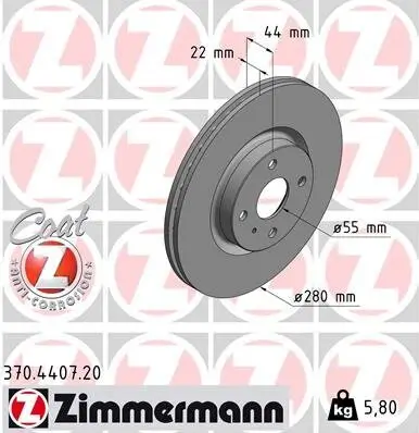 Bremsscheibe ZIMMERMANN 370.4407.20 Bild Bremsscheibe ZIMMERMANN 370.4407.20