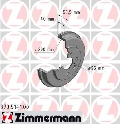 Bremstrommel Hinterachse ZIMMERMANN 370.5141.00 Bild Bremstrommel Hinterachse ZIMMERMANN 370.5141.00