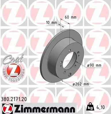 Bremsscheibe Hinterachse ZIMMERMANN 380.2171.20