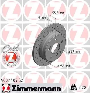 Bremsscheibe Hinterachse ZIMMERMANN 400.1407.52