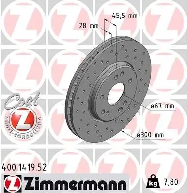 Bremsscheibe Vorderachse ZIMMERMANN 400.1419.52