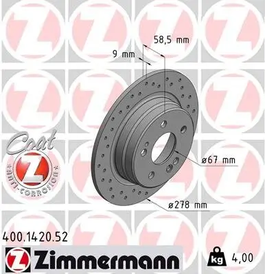 Bremsscheibe Hinterachse ZIMMERMANN 400.1420.52