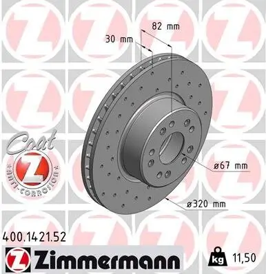 Bremsscheibe Vorderachse ZIMMERMANN 400.1421.52 Bild Bremsscheibe Vorderachse ZIMMERMANN 400.1421.52