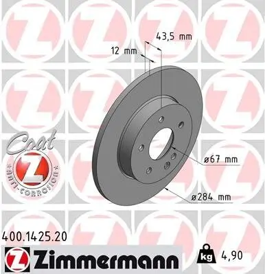 Bremsscheibe Vorderachse ZIMMERMANN 400.1425.20