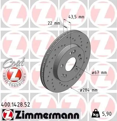 Bremsscheibe Vorderachse ZIMMERMANN 400.1428.52