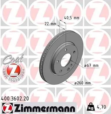 Bremsscheibe Vorderachse ZIMMERMANN 400.3602.20