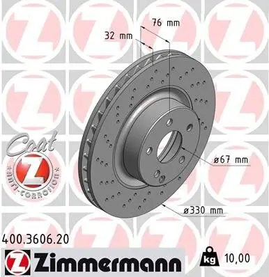 Bremsscheibe Vorderachse ZIMMERMANN 400.3606.20