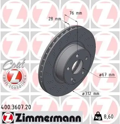 Bremsscheibe Vorderachse ZIMMERMANN 400.3607.20