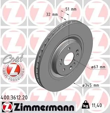 Bremsscheibe Vorderachse ZIMMERMANN 400.3612.20