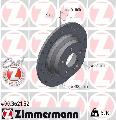 Bremsscheibe ZIMMERMANN 400.3621.52