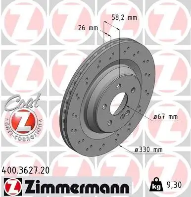 Bremsscheibe Hinterachse ZIMMERMANN 400.3627.20