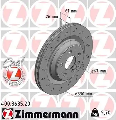 Bremsscheibe Hinterachse ZIMMERMANN 400.3635.20