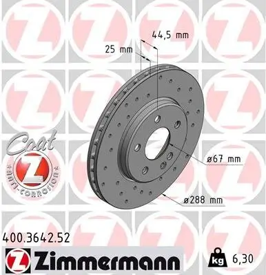 Bremsscheibe Vorderachse ZIMMERMANN 400.3642.52