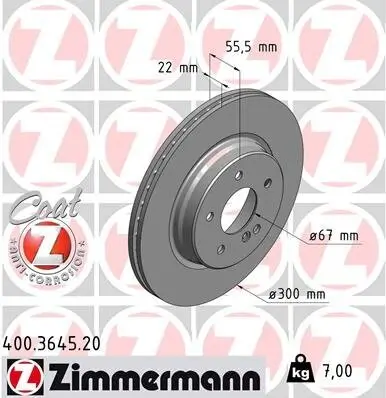 Bremsscheibe ZIMMERMANN 400.3645.20 Bild Bremsscheibe ZIMMERMANN 400.3645.20