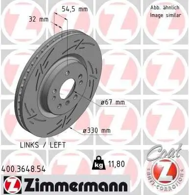 Bremsscheibe Vorderachse links ZIMMERMANN 400.3648.54
