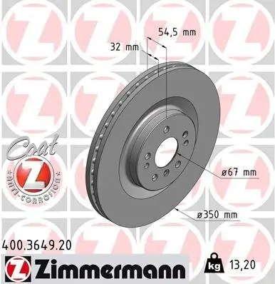 Bremsscheibe Vorderachse ZIMMERMANN 400.3649.20 Bild Bremsscheibe Vorderachse ZIMMERMANN 400.3649.20