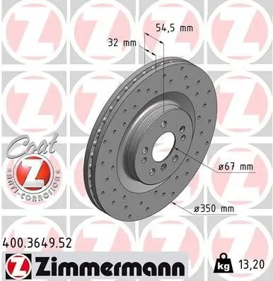 Bremsscheibe Vorderachse ZIMMERMANN 400.3649.52