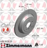 Bremsscheibe Hinterachse ZIMMERMANN 400.3650.20