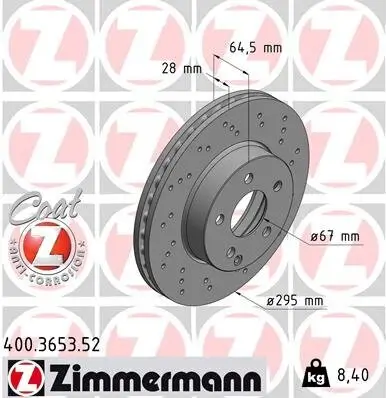 Bremsscheibe ZIMMERMANN 400.3653.52