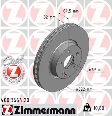 Bremsscheibe ZIMMERMANN 400.3664.20