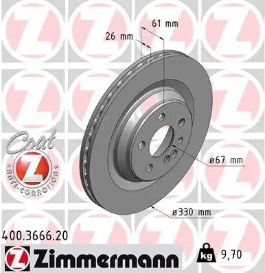 Bremsscheibe Hinterachse ZIMMERMANN 400.3666.20