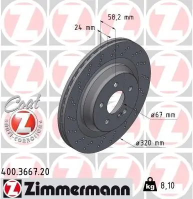 Bremsscheibe Hinterachse ZIMMERMANN 400.3667.20