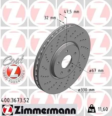 Bremsscheibe Vorderachse ZIMMERMANN 400.3673.52