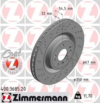 Bremsscheibe Vorderachse ZIMMERMANN 400.3685.20