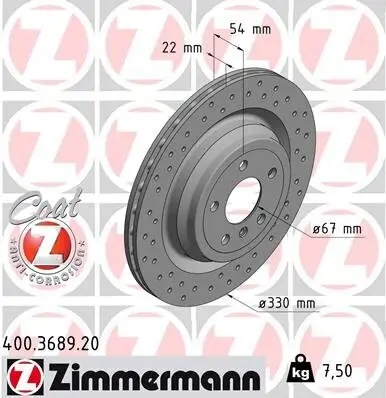 Bremsscheibe Hinterachse ZIMMERMANN 400.3689.20