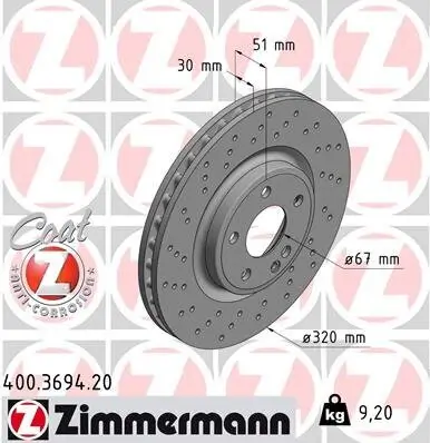 Bremsscheibe ZIMMERMANN 400.3694.20