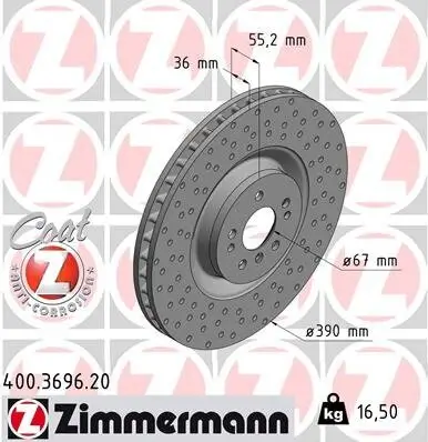Bremsscheibe Vorderachse ZIMMERMANN 400.3696.20