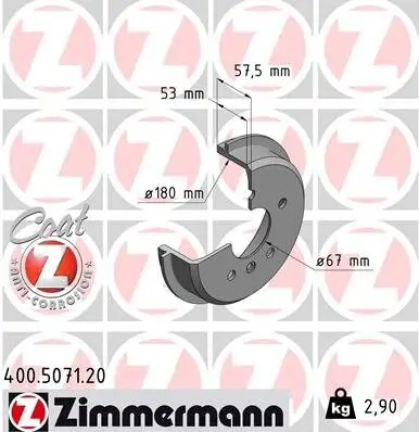 Bremstrommel Hinterachse ZIMMERMANN 400.5071.20